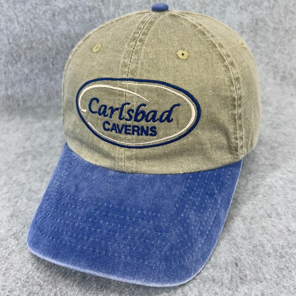 Royal Resortwear Carlsbad Caverns Hat Khaki Blue Cotton Adjustable Souvenir Cap
